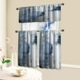 thumbnail image 6 of Blue Kitchen Curtains Tiers and Valances Set 3 Piece for Windows White and Grey Kitchen Window Curtains Set,Modern Abstract Art Valances for Living Room(36" Tiers Set), 6 of 6