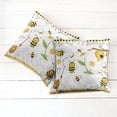 thumbnail image 2 of Ambesonne Flower Throw Pillow Cover 2 Pack, Bees Daisies Chamomile, 18", Yellow White and Black, 2 of 6