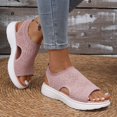 thumbnail image 4 of Rokment Womens Athletic Orthopedic Walking Sandals Lightweight Comfortable Mesh Knit Wedge Slingback Slip on Gladiator Shoes Summer Breathable Sneakers Pink Size 8, 4 of 7