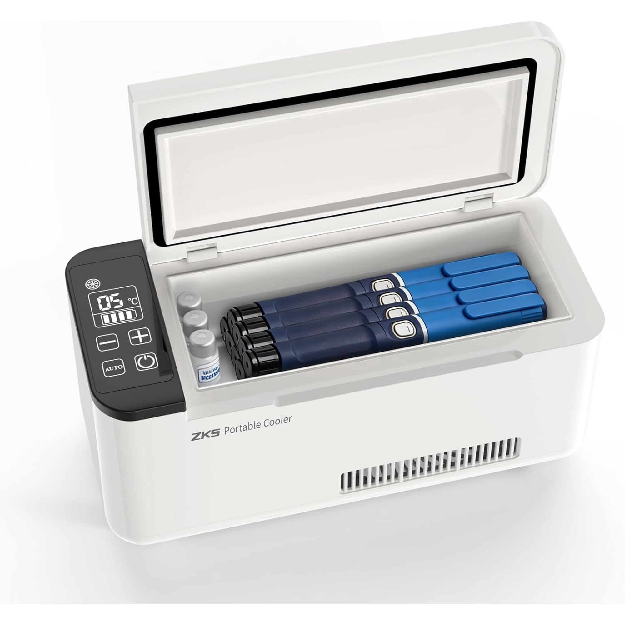 ZKSCool Portable Insulin Travel Case,36.6 cu in Rechargeable Battery Diabetic Box, Mini Drug Refrigerator with LCD Temp Display, Insulin Cooler Travel Box for Home & Outdoor Use