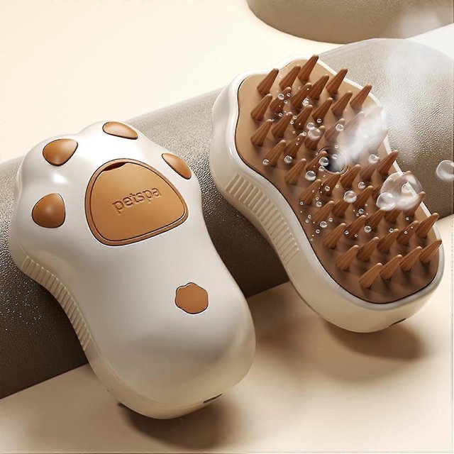 Steam Cat Brush, 3 in 1 Cat Steam Brush, Electric Cat Steam Brush, Cat Grooming Brush Silicone Coffee