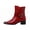 Red, variant on Men's Studded Western Ankle Boots, Pointed Toe Block Heel Rock Style Boots with Adjustable Buckle, Side Zipper Fashion Short Boots Punk Rock Biker Style, Black/Brown/Red