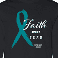 thumbnail image 4 of Inktastic Faith over Fear Ovarian Cancer Awareness with Teal Ribbon Long Sleeve T-Shirt, 4 of 5