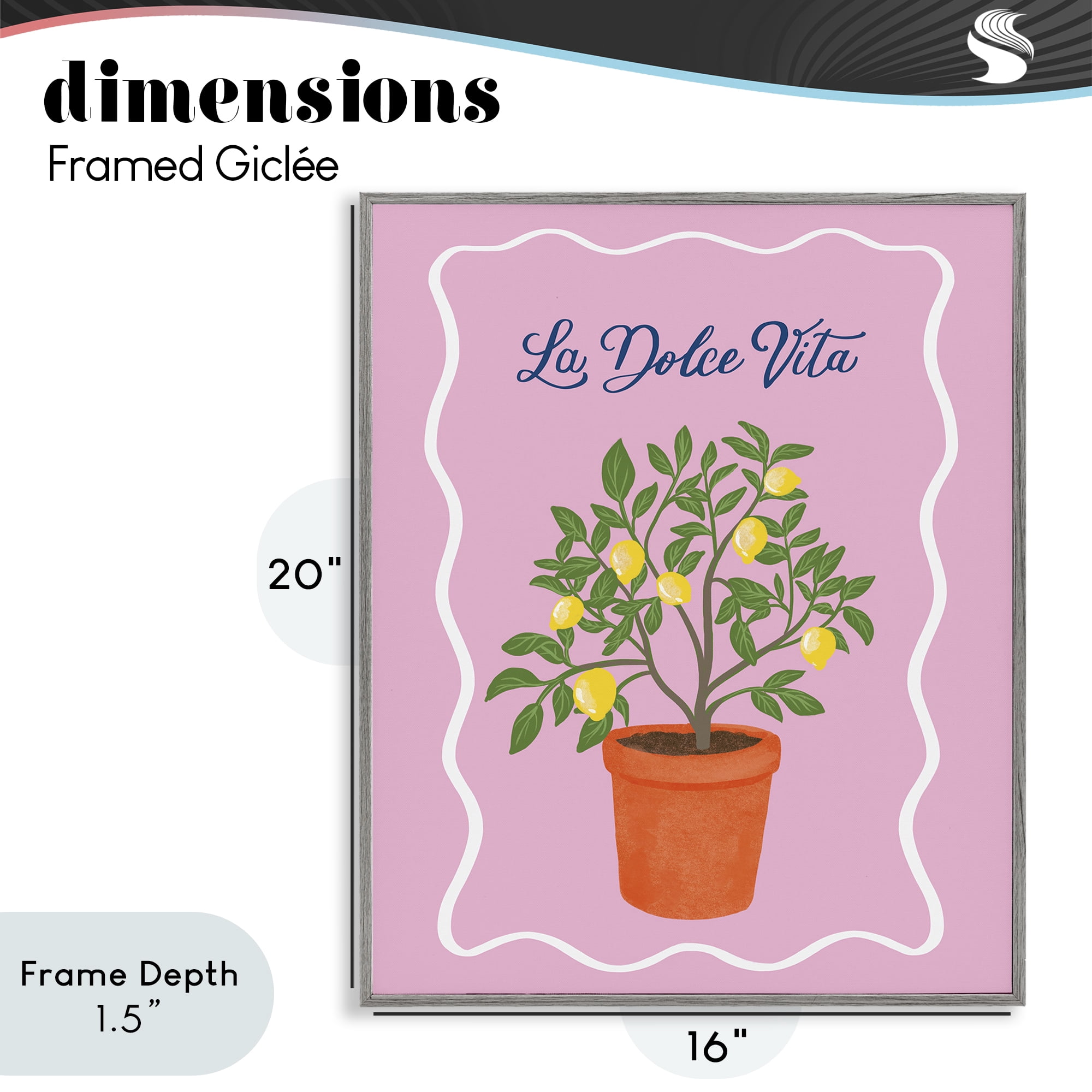 Stupell Industries Dolce Vita Lemon Tree Gray Framed Giclee Art, design by Be Ni La
