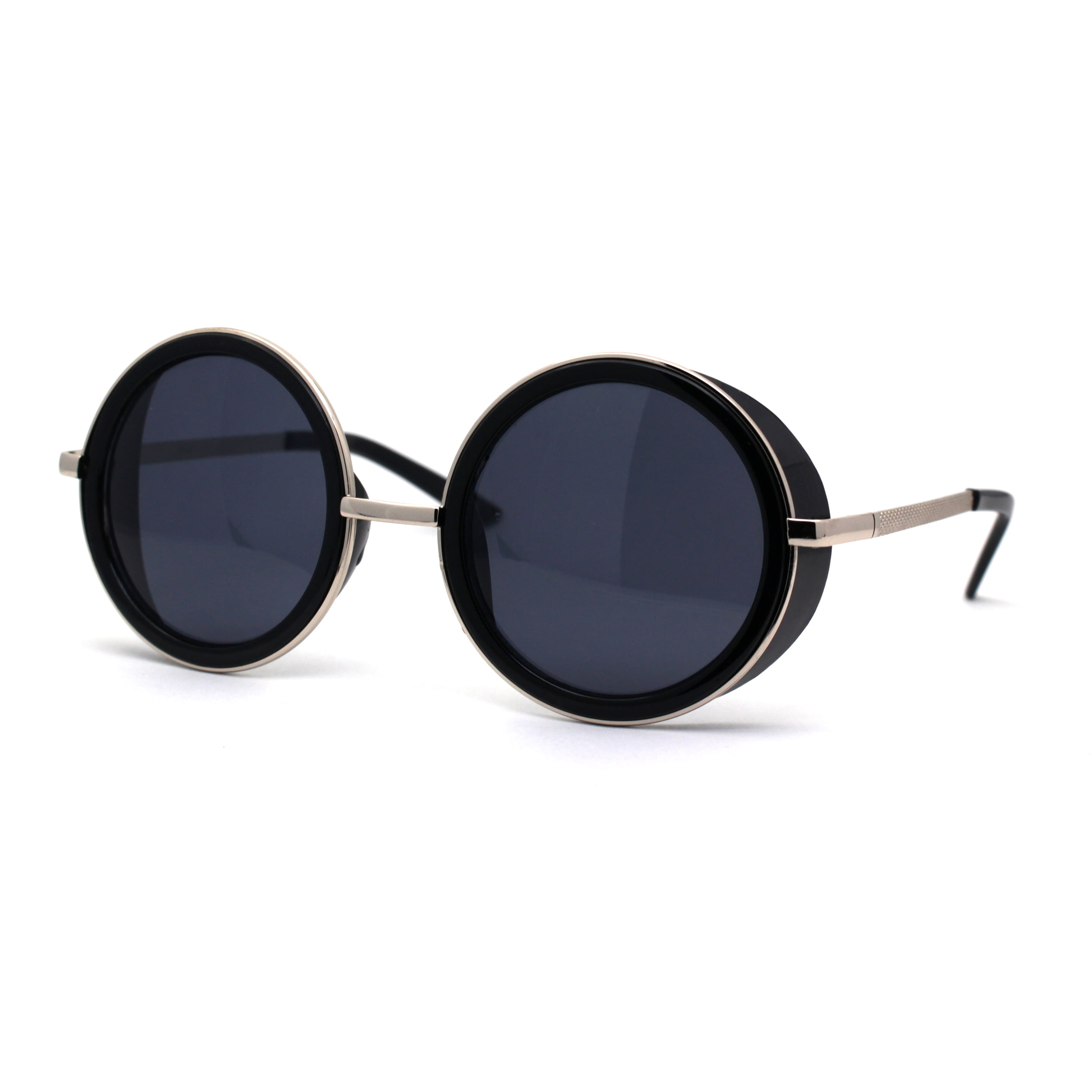 Retro Plastic Side Visor Round Circle Lens Double Rim Sunglasses All ...