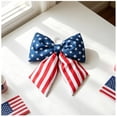 thumbnail image 4 of Ouuluon 4th of July Patriotic Bows Gift Wrapping Ribbon, Red White Blue Woven Striped Ribbon for Memorial Day Holiday Party Festive Home Decoration, 4 of 6