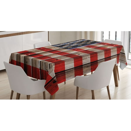 60 Inch Table Cover - 4th of July Decor Tablecloth, Happy National Day Liberty Freedom Democracy Country Patriarchal Graphic, Rectangular Table Cover for Dining Room Kitchen, 60 X 84 Inches, Pink Blue, by Ambesonne