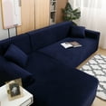 thumbnail image 3 of Eurhowing Sectional Couch Covers L-Shaped Sofa Covers, Velvet Super Stretch 2Pcs Sofa Slipcovers for 3 + 3 Seaters, Softness Corner Couch Cover, Navy Blue, 3 of 11