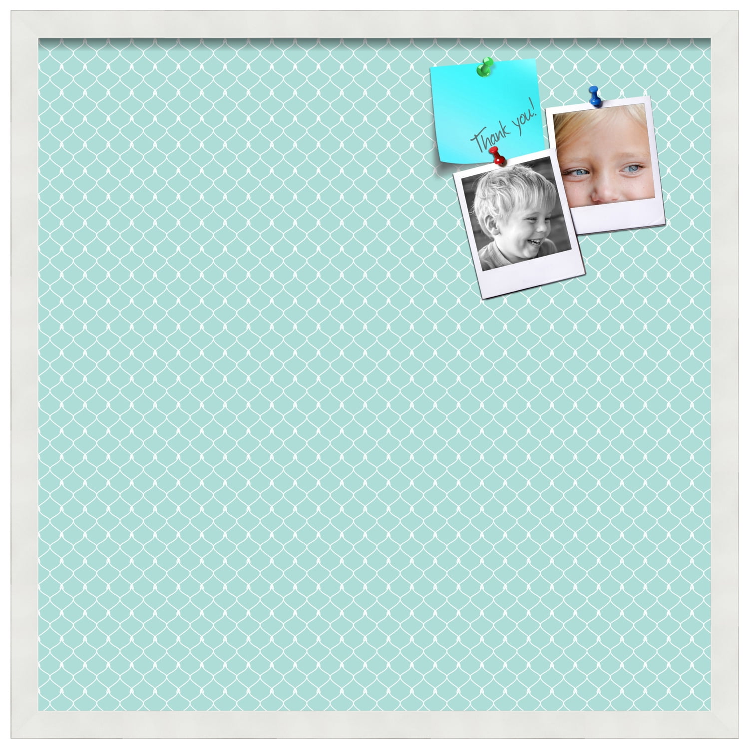 PinPix 24x24 Custom Cork Bulletin Board Blue Chain Poster Board Has a Fabric Style Canvas Finish, Framed in Blue Chain, by ArtToFrames (PinPix-571)