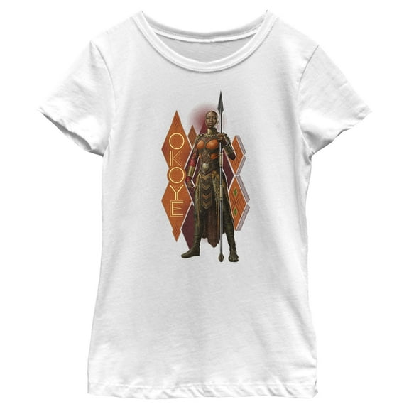 Girl's Black Panther: Wakanda Forever Okoye Pattern Graphic Tee White Medium