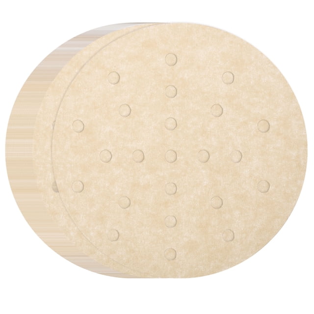 Uxcell 100 piezas de forros para freidora de aire de 6 pulgadas, forros redondos de vaporera de bambú con agujeros, papel pergamino perforado antiadherente, papel desechable para vaporera.
