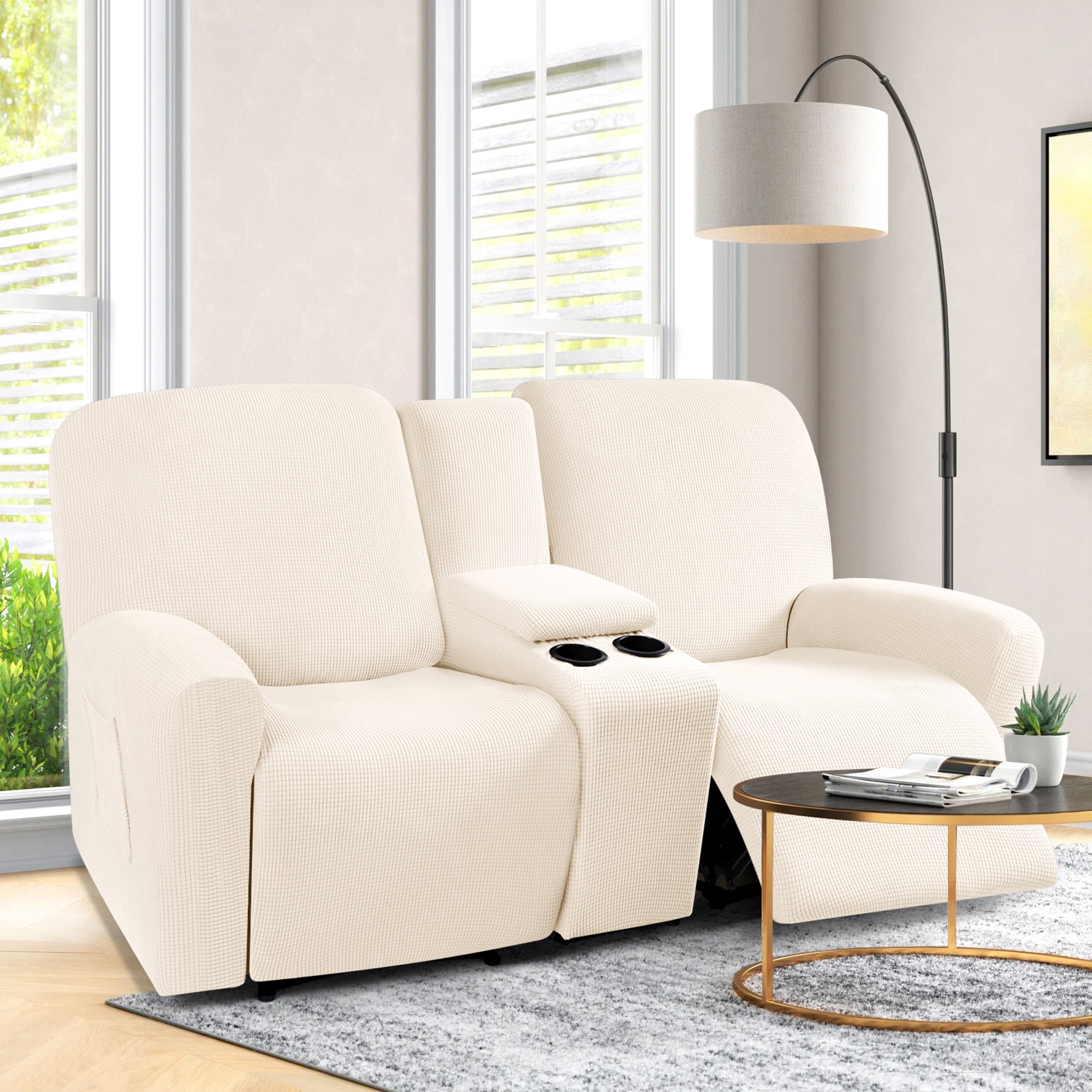 TAOCOCO Stretch Loveseat 4-Piece Polyester Blend Sofa Slipcover, Beige