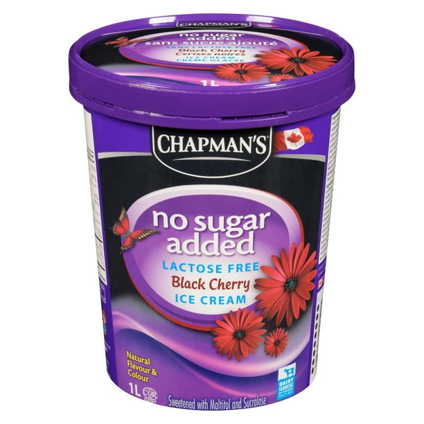 Chapman's sans sucre ajouté et sans lactose crème glacée aux cerises noires 1L