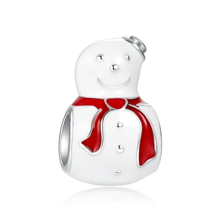 925 Sterling Silver Charm for Bracelets Holiday Snowman Charm Women Bracelet Charm
