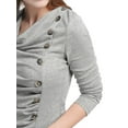 thumbnail image 7 of Allegra K Women's Cowl Neck Buttons Decor Long Sleeves Ruched Blouse, 7 of 7