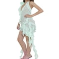 thumbnail image 3 of Robe Longue à Fleurs 3D pour Femmes Robe à Franges Florale Sans Manches Dos Ouvert à Franges Robe en Tulle Transparent, 3 of 5