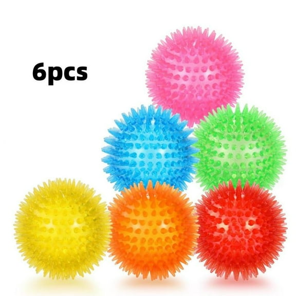 6pcs Squeaky Spikey Dog Toy Balls for Small Dogs - Durable Silicone Chew Toys for Teeth Cleaning, Non-Toxic BPA Free Puppy Teething Balls, Interactive Play & Aggressive Chewers, 6 Vibrant Colors