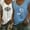 White+Blue, variant on MORTTIC 2-Pack Women's V-Neck Sleeveless Tank Tops Loose Fit Casual Summer Beach Shirts, S