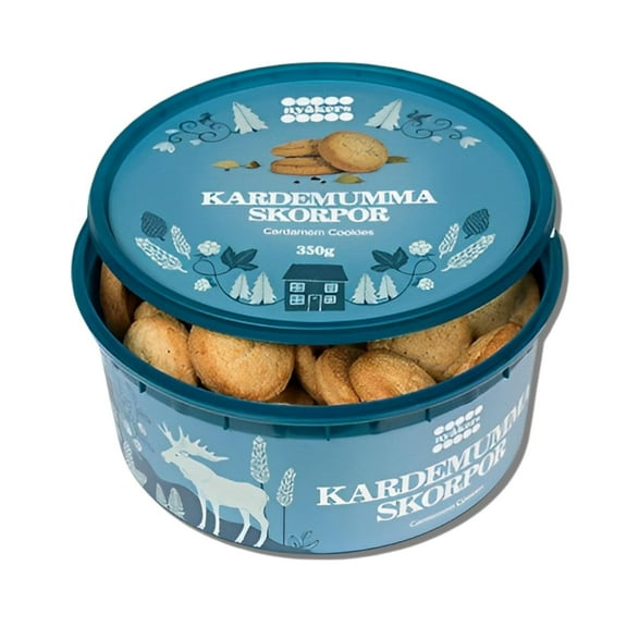 Nyakers Kardemumma Skorpor Swedish Cardamom Cookies - Small Crusts Shortbread Cookies with Cardamom Spice Traditionally Baked in Sweden - Gourmet Sugar Cookies for Christmas & Any Occasion (12.34 Oz)