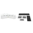 thumbnail image 3 of Linon Romero Backless Corner Nook with Storage, 5-Piece Cushion Set, White/Black Stripe, 3 of 6