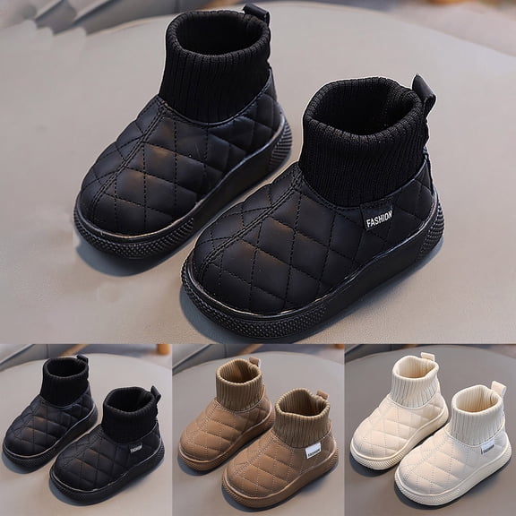 Viluyesy Girls Ankle Boots Fleece Lined Winter Warm Comfortable Shoes Kids Snow Boots Black Size 9.5 Toddler