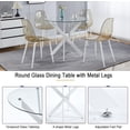thumbnail image 6 of 36'' Round Dining Table for 2-4, Round Dining Room Table for Small Space, Silver Glass Kitchen Table for 4, X-Shape White Metal Legs, 6 of 14