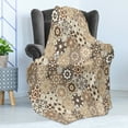 thumbnail image 4 of Eastern Soft Flannel Fleece Throw Blanket, Octagonal and Square Ornaments Retro Colored Old Fashioned Tile, Cozy Plush for Indoor and Outdoor Use, 50" x 60", Dark Brown Pale Brown, by Ambesonne, 4 of 5