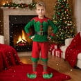 thumbnail image 2 of oqasdz Christmas Outfits Elf Set Dress Up Fairy Long Sleeve Christmas Outifts for Boys Party Pageant Performance Apparel for Kids Holiday Attire, 2 of 6