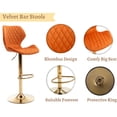 thumbnail image 4 of EALSON Velvet Bar Stools Set of 4 Counter Height Barstools with Back Swivel Bar Chairs with Gold Base Modern Adjustable Kitchen Island Stools for Home Bar/Dining Room, Orange, 4 of 14