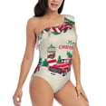 thumbnail image 3 of Haiem Merry Christmas 1 Women's One Piece Swimsuits Tummy Control One Shoulder Bathing Suits Ruffle Swimwear-XX-Large, 3 of 8