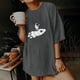 thumbnail image 2 of Moda Mujer Damas Cayó Hombro Mangas Impresión suelta Manga corta Top Pullover Tops Pompotops hfajkhk141638, 2 of 9