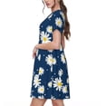 thumbnail image 2 of Easygdp Daisies Flowers para Vestido Transpirable de Mujer, Vestido Suelto de Manga Corta con Pliegues y Bolsillos para el Verano, 2 of 6