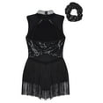 thumbnail image 3 of YONGHS Kids Girls Mesh Tassel Hem Dance Leotard Samba Jazz Tap Latin Salsa Costume Black-A 16, 3 of 7