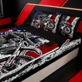 thumbnail image 3 of Erosebridal Red Graffiti Motorbike Zipper Twin Comforter Sets with Fitted Sheet and 2 Pillowcases for Boys Men, Vintage Flag Star Print Zipper Bedding Set, Black Reversible, 4pcs, 3 of 7