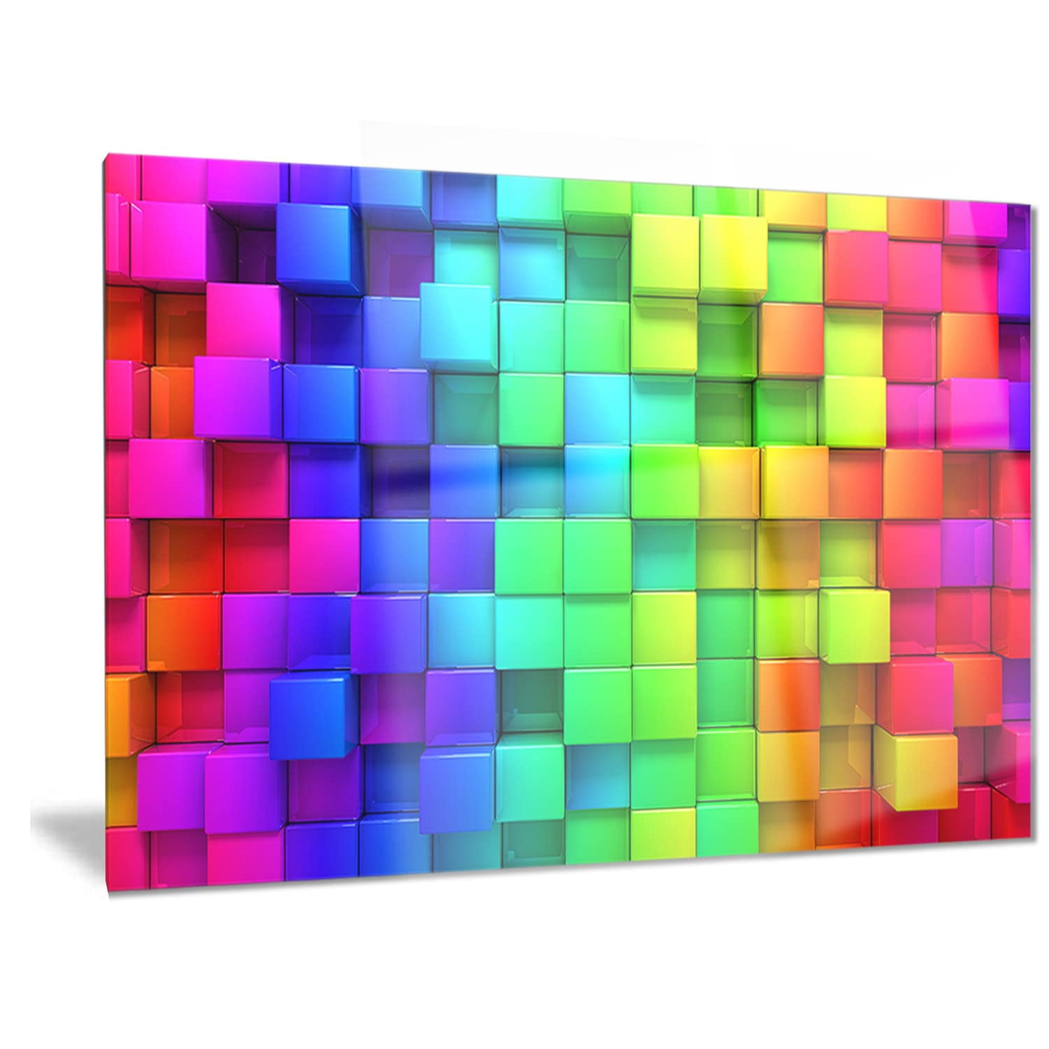 Rainbow of Colorful Boxes 40.00" x 30.00" Painting Art Prints, by Designart