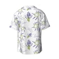 thumbnail image 2 of Xecao offers the Lavender Flowers for Men's Casual Short-sleeved Shirt, a button-up collared shirt with a pocket, perfect for beach vacations and yacht travel in the Large size., 2 of 7