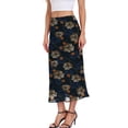 thumbnail image 3 of Asklazy Women’s Chiffon A-Line Maxi Skirt High Waisted Flowy Long Skirt Elastic Waist Business Casual Elegant Skirt for Work Office Daily Wear Summer,Navy Blue Peony,L, 3 of 10