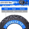 thumbnail image 3 of M optimized 26x12-12 6PR ATV UTV Tires All Terrain TL KNIGHT Trail Sand Mud Off-Road Tires AT26x12-12 6-Ply PR Tubeless, Set of 2, Black, 3 of 6