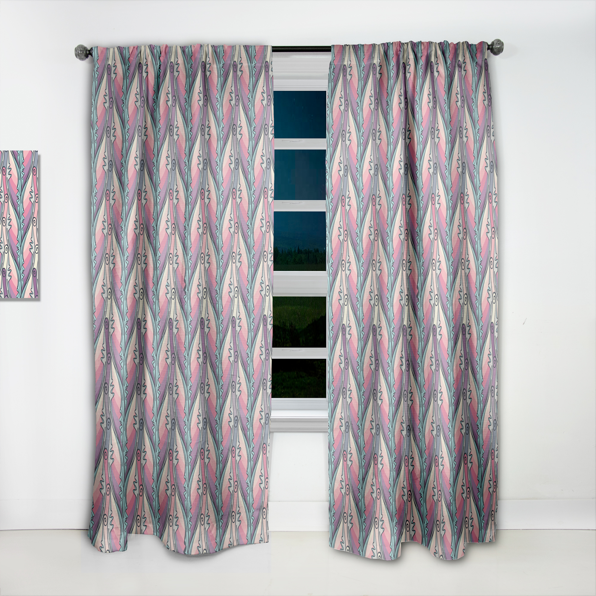Designart 'Abstract Floral Pattern II' Bohemian & Eclectic Curtain Panel