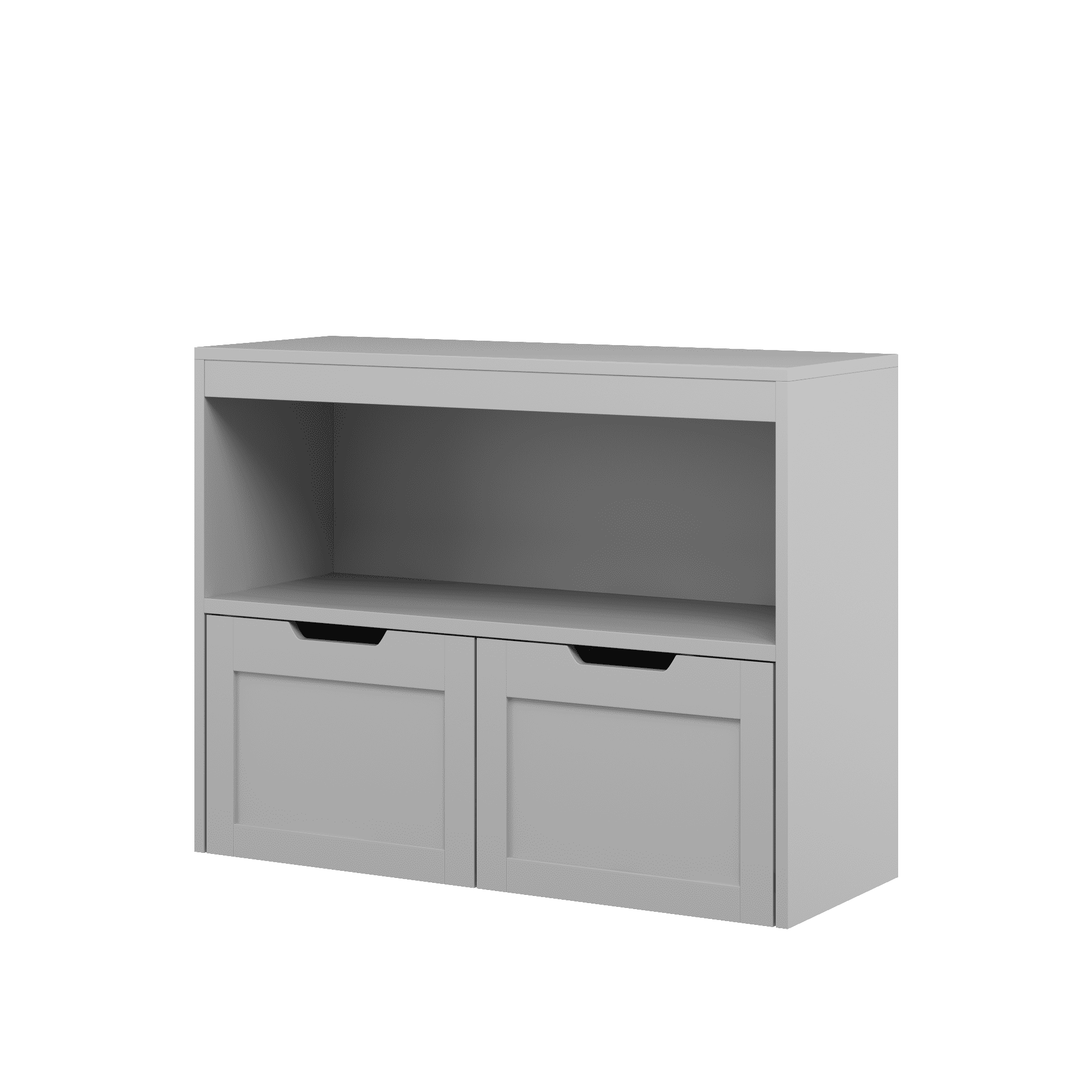 Leumius Kids Bookshelf and Toy Storage with 2 Removable Bins for Bedroom,Playroom,Gray