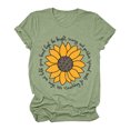 thumbnail image 3 of Gibobby Camisetas Mujer Manga Corta Mujeres Casual Sunflower Camisas de imprenta Cuello corto de manga corta Tee Tops Tunic Blose(Verde,G), 3 of 5