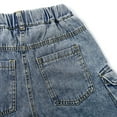 thumbnail image 7 of KIDSCOOL SPACE 8-Pocket Girls Wide-leg Denim Pants, 5-14T Ribbed Elastic Waist with D-ring Loops Cargo Jeans,Light Blue,5-6 Years, 7 of 7