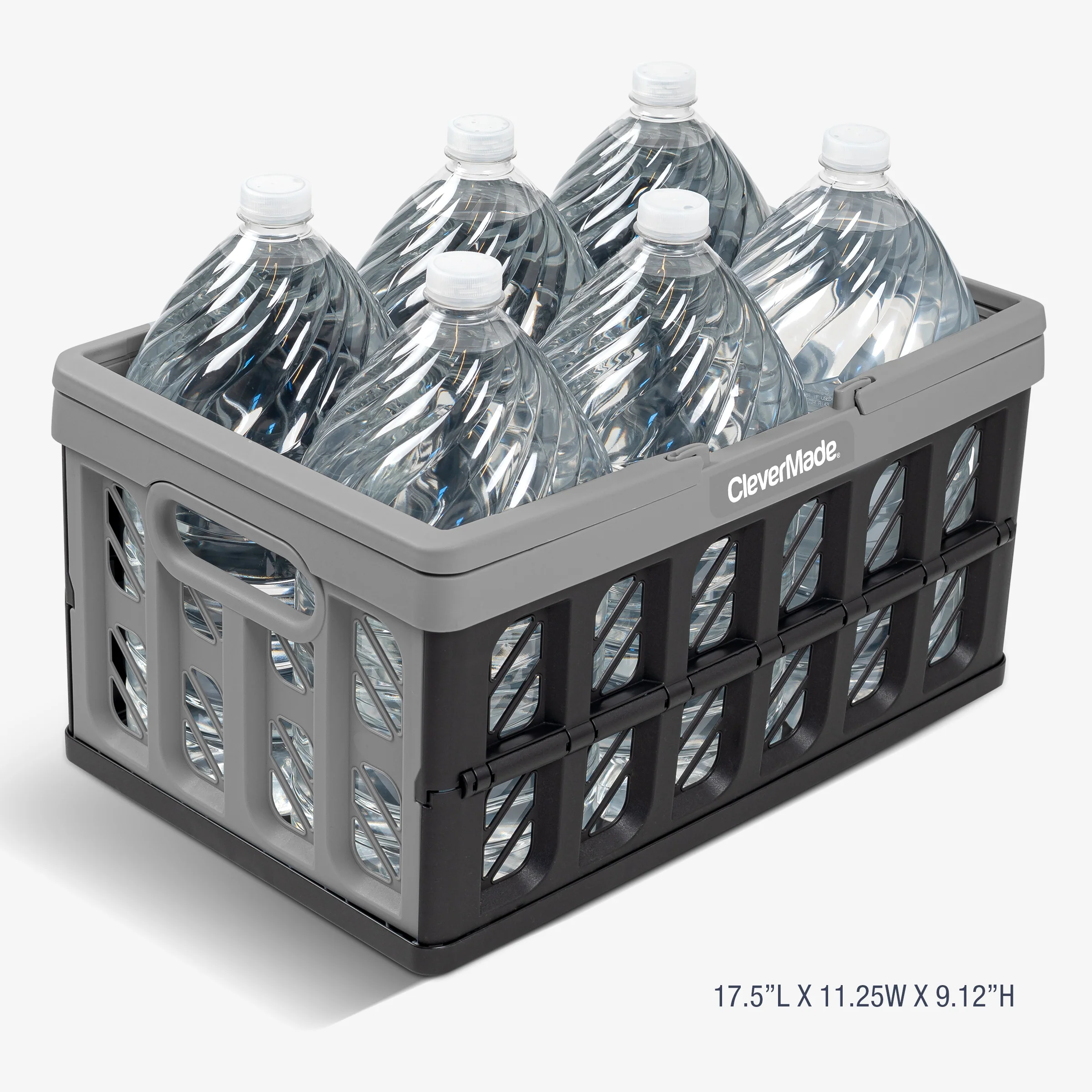 CleverMade Collapsible Shopping Basket with Handles, 24L, Stone, 1PK