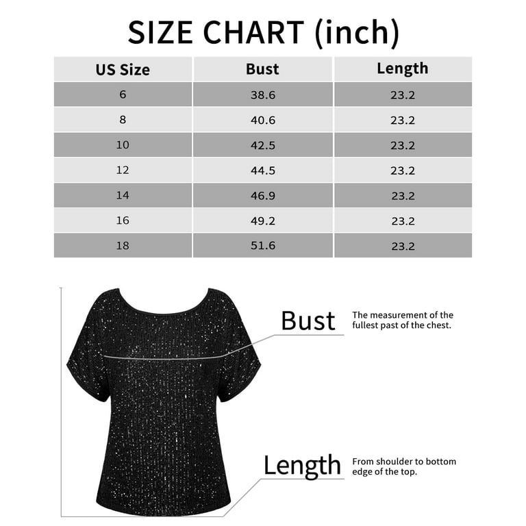 PrettyGuide Women's Sparkly Sequin Tops Short Sleeve Glitter Loose Party  Shirt Blouse Boat Neck Dressy Top