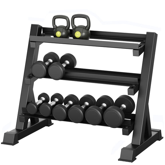 COFUNOK Dumbbell Rack, 3-Tier 1100lb Weights Rack Adjustable Dumbbells Storage Rack Holder Home Gym Storage Organizer for Dumbbells Kettlebells & Weight Plates