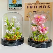 HI-REEKE Flower Micro Mini Building Block Set Hibiscus Bouquet Building Plastic Toy for Adult Pink