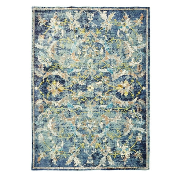 Ox Bay Ada 6' x 9' Navy Blue Floral Durable Indoor Area Rug