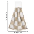 thumbnail image 2 of Haosy 2 Pack Kitchen Wash Cloths with Hanging Loops Absorbent Absorbent Quick Drying Hand Towels, Beige Brown White Checkered, 2 of 7