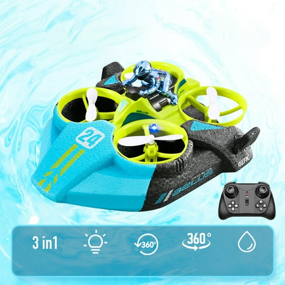 HUASHENG Bateau RC Télécommandé Drones Voiture Jouets pour Enfants de 8 Ans 2,4 g Mer Terre 4 Quadricoptère Bateau Hélicoptère RC Piscine Rechargeable pour Garçons Filles