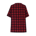 thumbnail image 6 of Lutiedan Plus Size Tops for Women Button V Neck Roll Up Short Sleeve Shirts Classic Fit Casual Flowy Bottom Checkered Summer Blouse, 6 of 6